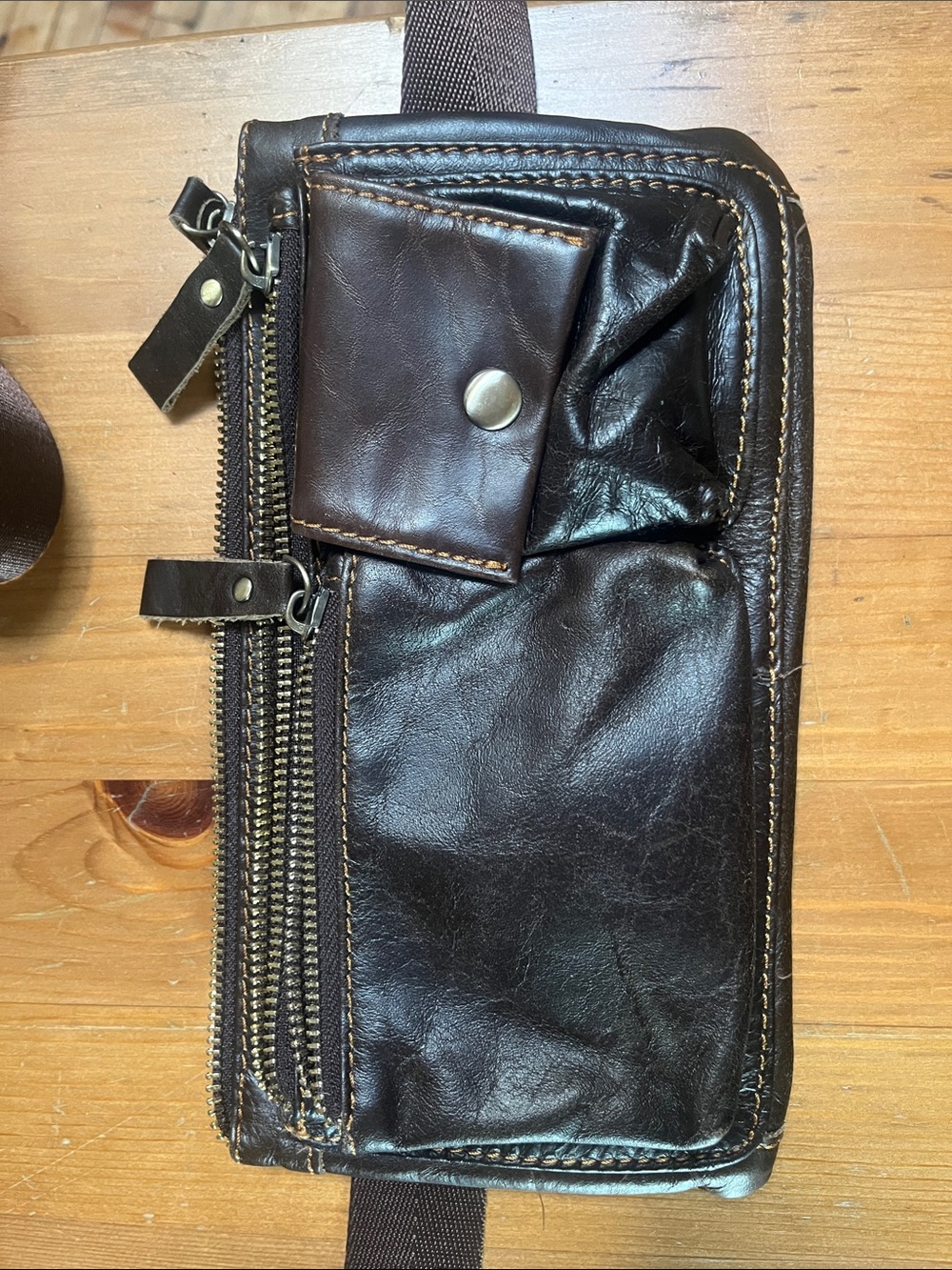 Brown Leather Waist Bag - Compact Crossbody Pouch